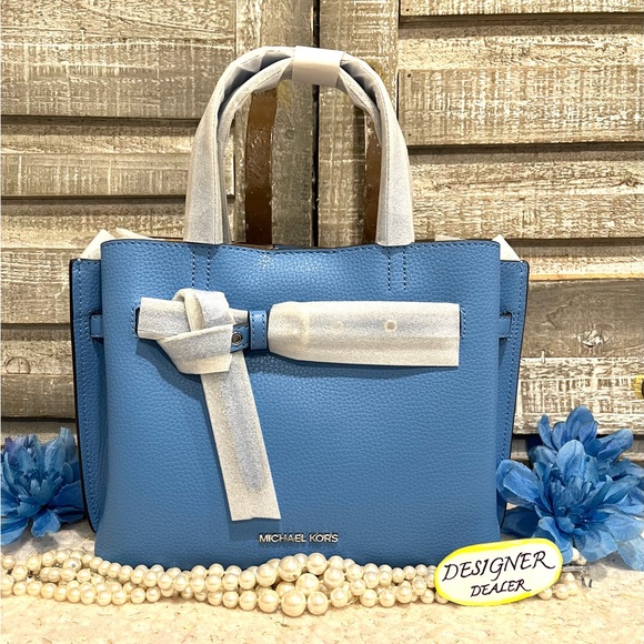 MICHAEL KORS Emilia Small Leather Satchel Crossbody NWT South Pacific Blue - Picture 2 of 10